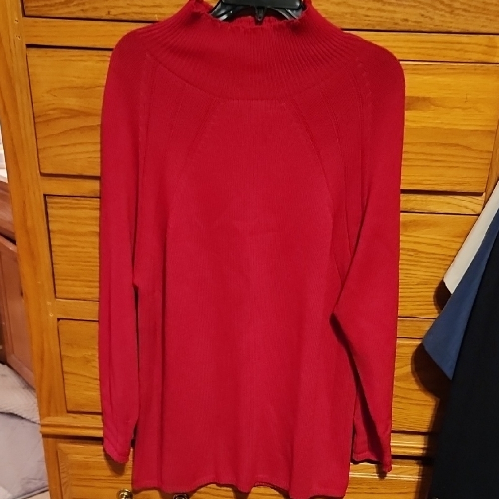 St. John Sport Red Vintage Mock Turtleneck Sweater